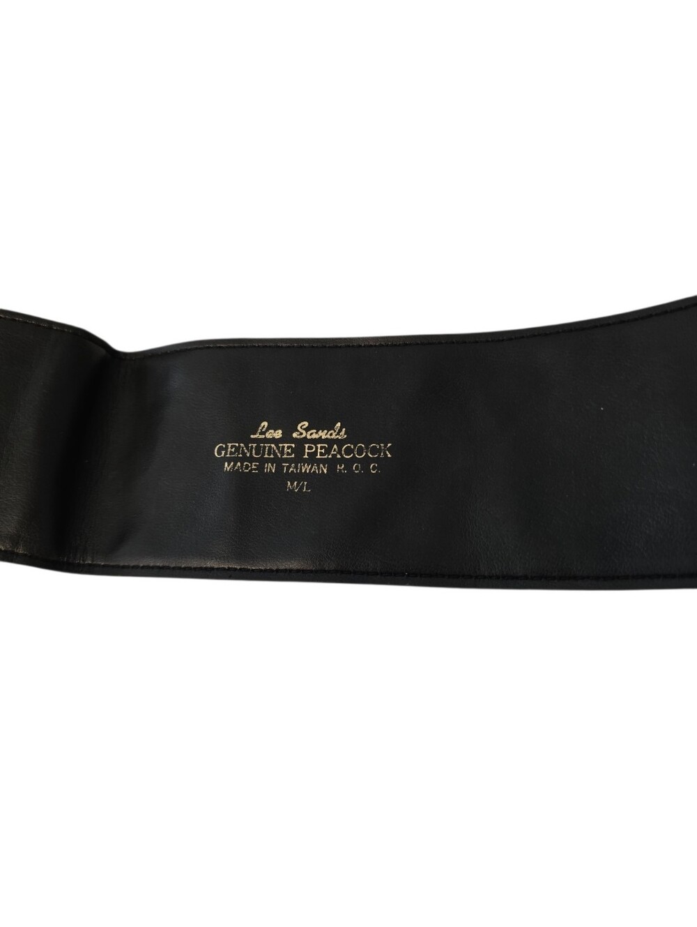 Lee Sands Black Leather Genuine Peacock Feathers Buckle Belt Size M/L READ - Picture 6 of 14